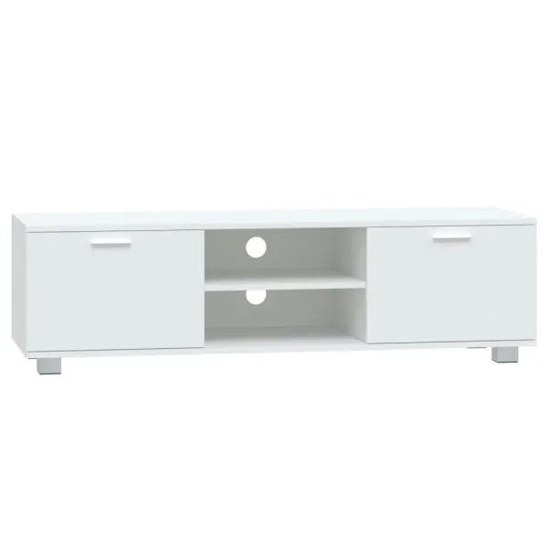 Comodă TV, alb, 140×40,5×35 cm, lemn prelucrat