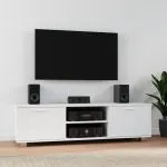Comodă TV, alb, 140×40,5×35 cm, lemn prelucrat