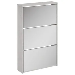 Pantofar cu oglindă, 3 niveluri, gri beton, 63x17x102,5 cm