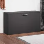 Bancheta pantofar, negru, 80x24x45 cm, lemn prelucrat