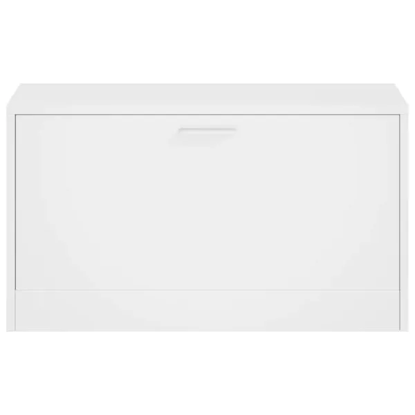 Bancheta pantofar, alb extralucios, 80x24x45 cm, lemn compozit