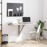 Masă de perete pliantă, gri beton, 100x60x56 cm, lemn compozit