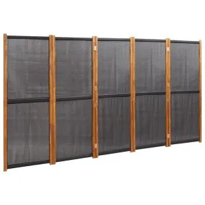 Paravan de cameră cu 5 panouri, negru, 350×180 cm