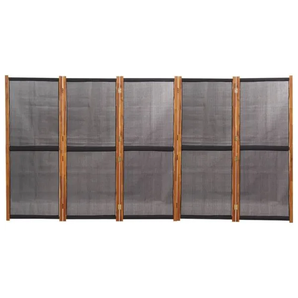 Paravan de cameră cu 5 panouri, negru, 350×180 cm