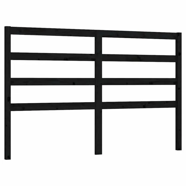 Tăblie de pat, negru, 141x4x100 cm, lemn masiv de pin