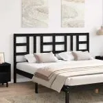 Tăblie de pat, negru, 186x4x100 cm, lemn masiv de pin