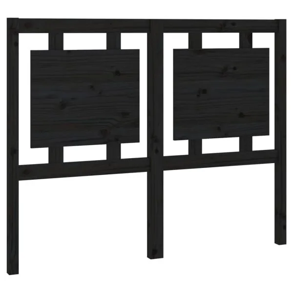 Tăblie de pat, negru, 125,5x4x100 cm, lemn masiv de pin