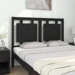 Tăblie de pat, negru, 125,5x4x100 cm, lemn masiv de pin