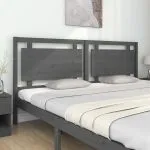 Tăblie de pat, gri, 205,5x4x100 cm, lemn masiv de pin