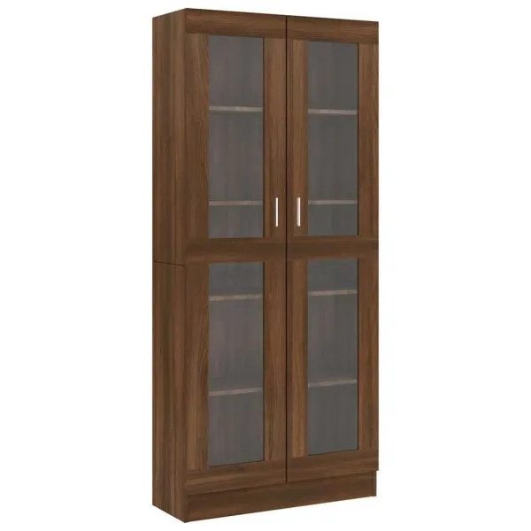 Dulap vitrină, stejar maro, 82,5×30,5×185,5 cm, lemn prelucrat