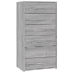 Servantă cu 6 sertare, stejar fumuriu, 50x34x96 cm, lemn
