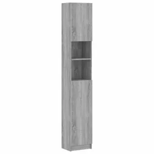 Dulap de baie, gri sonoma, 32×25,5×190 cm, lemn prelucrat