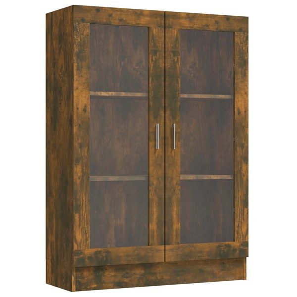 Dulap vitrină, stejar fumuriu, 82,5×30,5×115 cm, lemn prelucrat