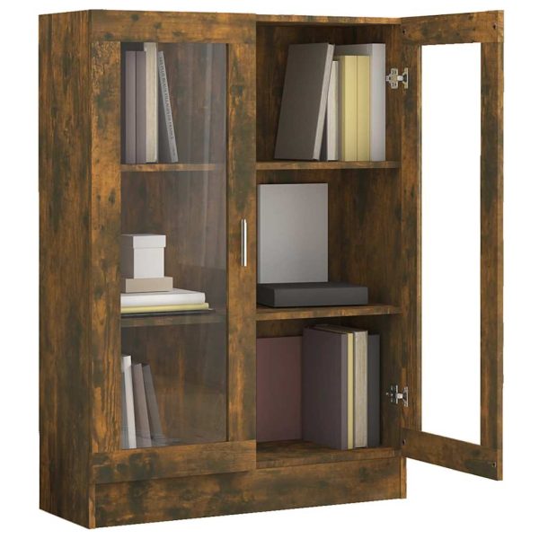 Dulap vitrină, stejar fumuriu, 82,5×30,5×115 cm, lemn prelucrat