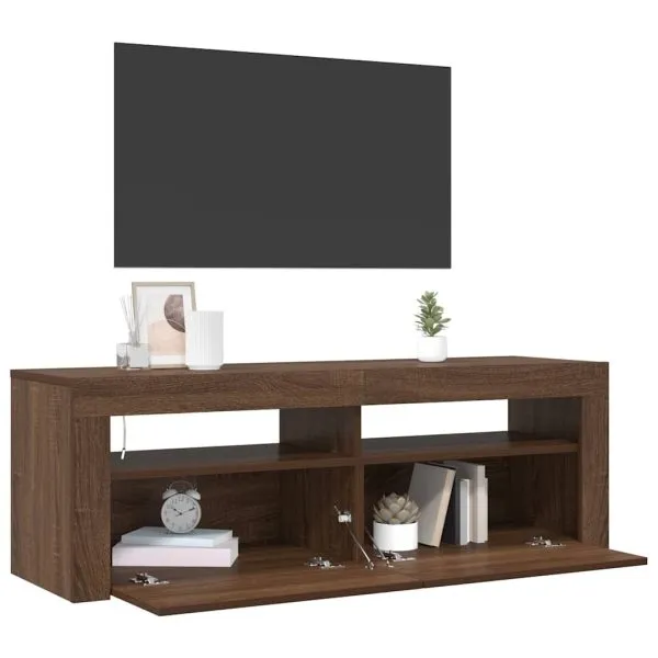 Comodă TV cu lumini LED, stejar maro, 120x35x40 cm