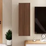 Comodă TV, stejar maro, 30,5x30x90 cm, lemn prelucrat