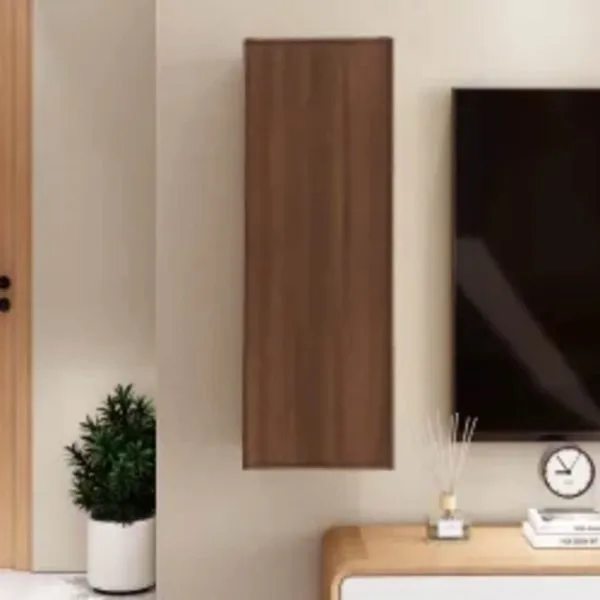 Comodă TV, stejar maro, 30,5x30x90 cm, lemn prelucrat