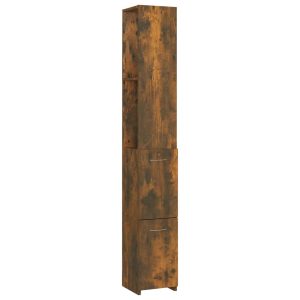 Dulap de baie, stejar afumat, 25×26,5×170 cm, lemn prelucrat