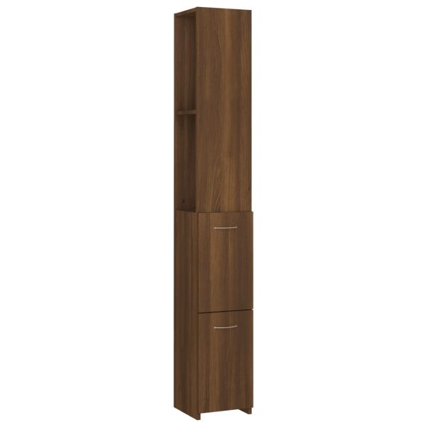 Dulap de baie, stejar maro, 25×26,5×170 cm, lemn prelucrat