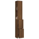 Dulap de baie, stejar maro, 25×26,5×170 cm, lemn prelucrat