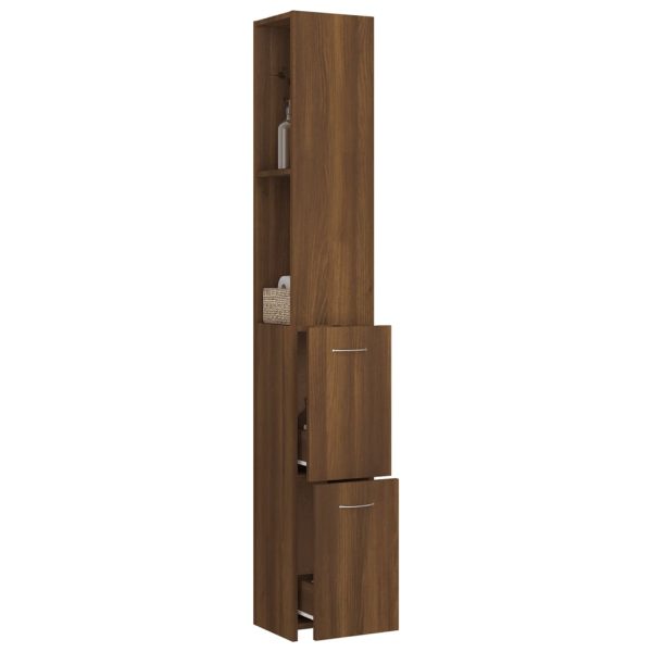 Dulap de baie, stejar maro, 25×26,5×170 cm, lemn prelucrat
