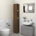 Dulap de baie, stejar maro, 25×26,5×170 cm, lemn prelucrat