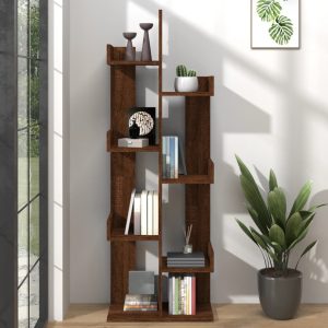 Bibliotecă, stejar maro, 48×25,5×140 cm, lemn prelucrat