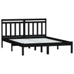 Cadru pat, negru, 140×190 cm, lemn masiv de pin
