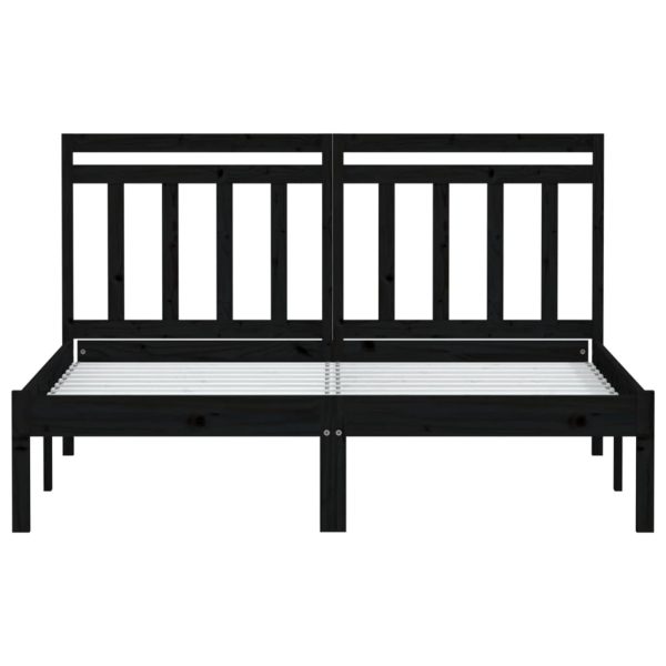 Cadru pat, negru, 140×190 cm, lemn masiv de pin