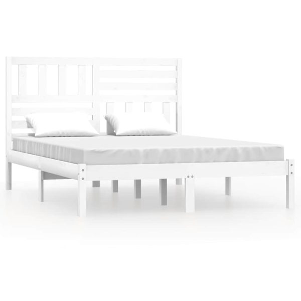 Cadru pat, alb, 140×200 cm,lemn masiv de pin