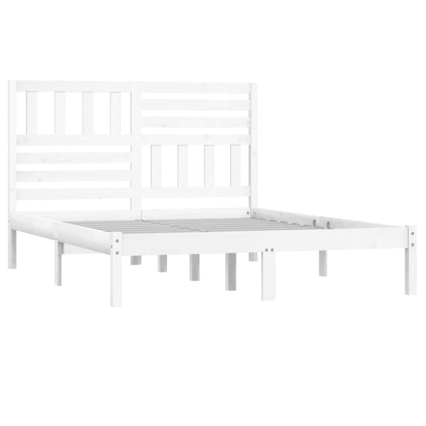 Cadru pat, alb, 140×200 cm,lemn masiv de pin