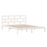 Cadru de pat mic dublu, alb, 120×190 cm, lemn masiv