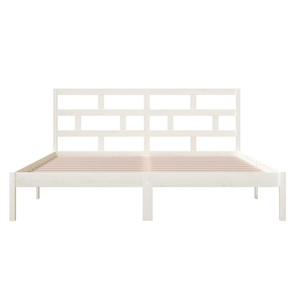 Cadru de pat mic dublu, alb, 120×190 cm, lemn masiv