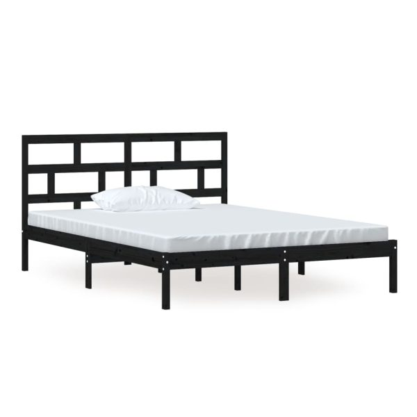 Cadru de pat King Size, negru, 150×200 cm, lemn masiv