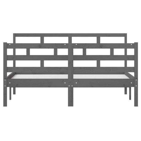 Cadru de pat, gri, 140×190 cm, lemn masiv de pin