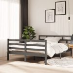 Cadru de pat, gri, 140×190 cm, lemn masiv de pin