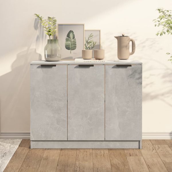 Servantă, gri beton, 90,5x30x70 cm, lemn prelucrat