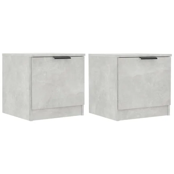 Noptiere, 2 buc., gri beton, 40x39x40 cm
