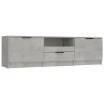 Comodă TV, gri beton, 140x35x40 cm, lemn prelucrat