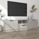 Comodă TV, gri beton, 140x35x40 cm, lemn prelucrat