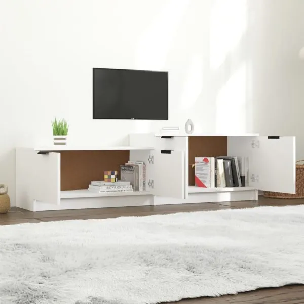 Comodă TV, alb, 158,5x36x45 cm, lemn prelucrat