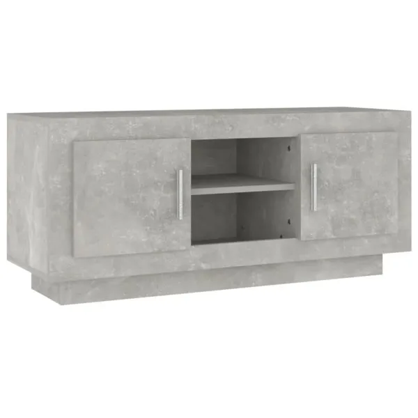 Comodă TV, gri beton, 102x35x45 cm, lemn prelucrat