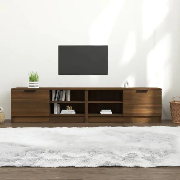 Comodă TV ,2 buc.,stejar maro,80x35x36,5 cm, lemn prelucrat