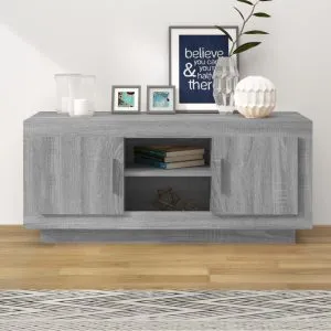 Comodă TV, gri sonoma, 102x35x45 cm, lemn prelucrat