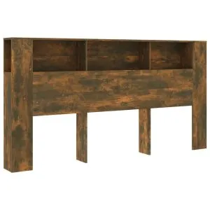 Tăblie de pat cu dulap, stejar fumuriu, 200×18,5×104,5 cm