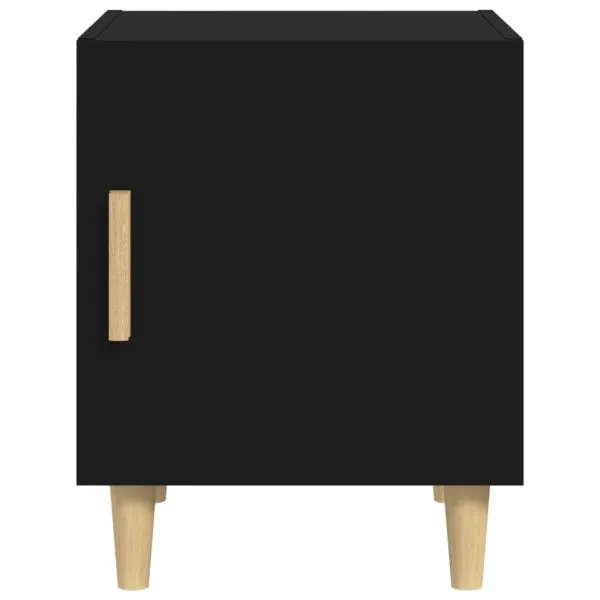 Noptiere, 2 buc., negru, lemn prelucrat