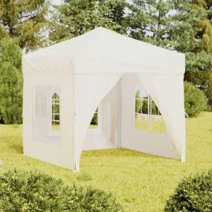 Cort pliabil pentru petrecere, pereți laterali, crem, 2×2 m