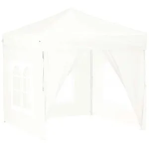 Cort pliabil pentru petrecere, cu pereți laterali, alb, 2×2 m