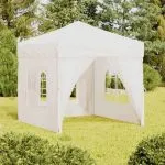 Cort pliabil pentru petrecere, cu pereți laterali, alb, 2×2 m