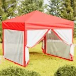 Cort pliabil pentru petrecere, pereți laterali, roșu, 3×3 m